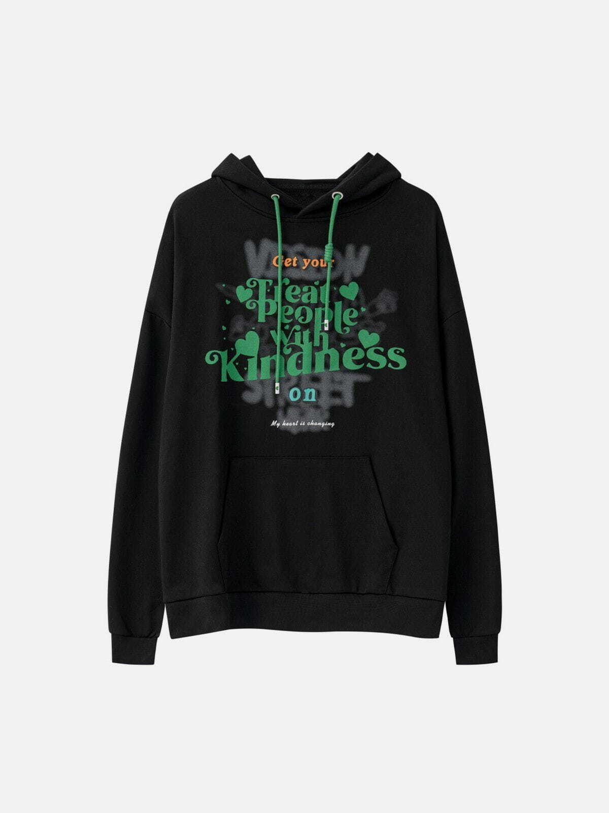 smudge print hoodie edgy letter design 4239