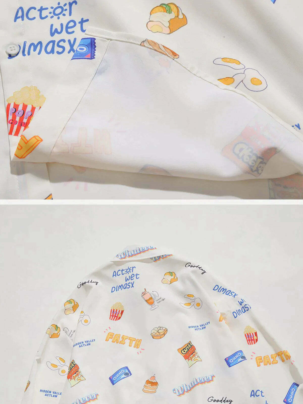 snack print longsleeved shirt quirky snack graphic top 3473