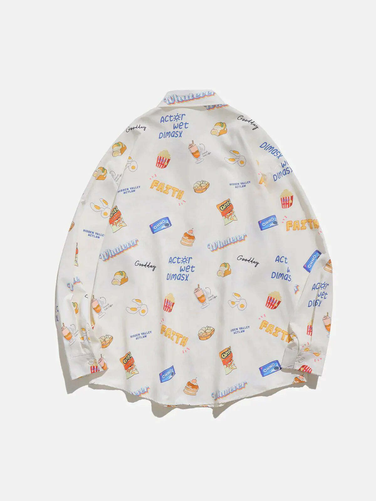 snack print longsleeved shirt quirky snack graphic top 4892