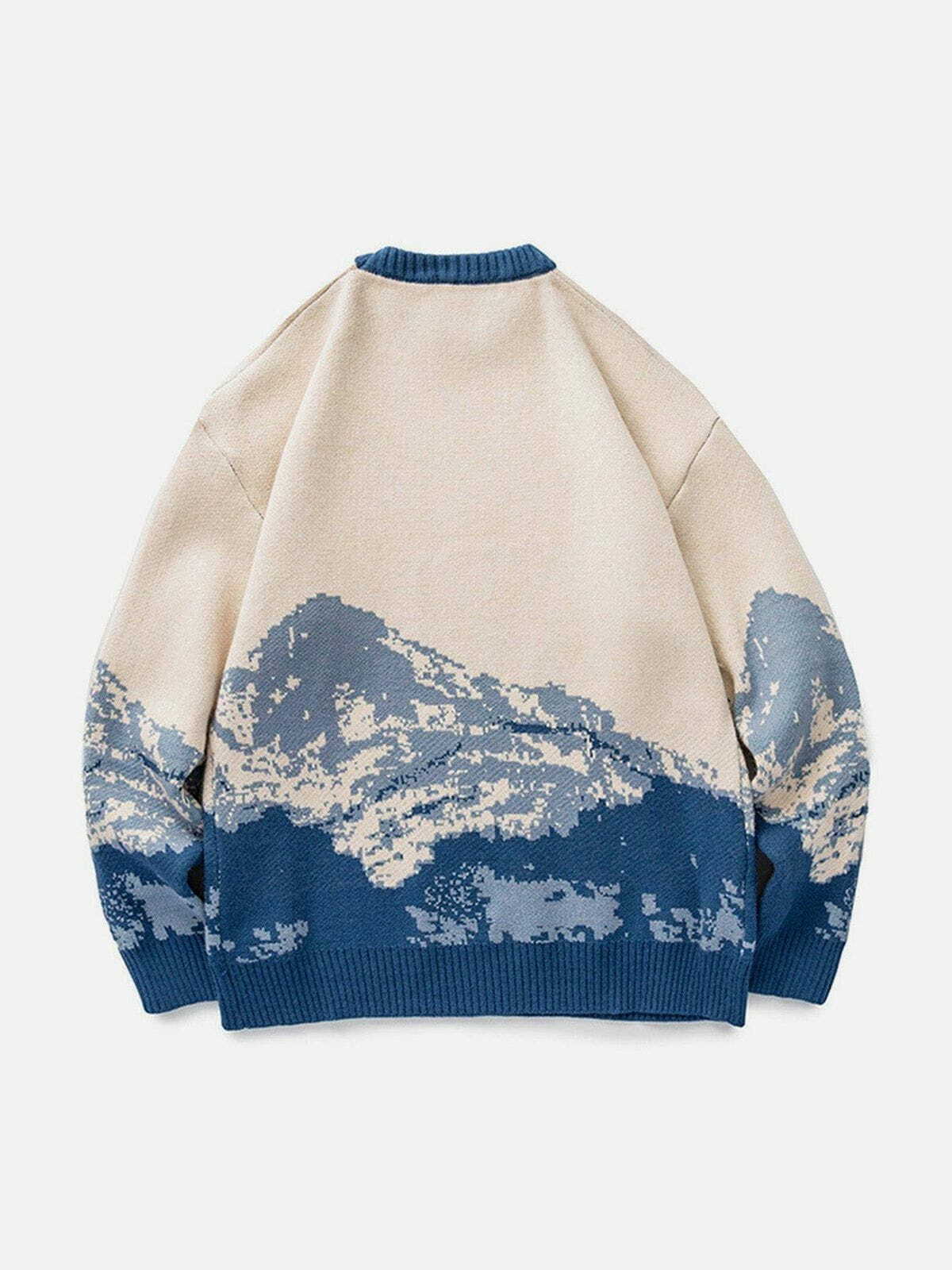 snow mountain gradient knit sweater edgy mountain fade style 3726