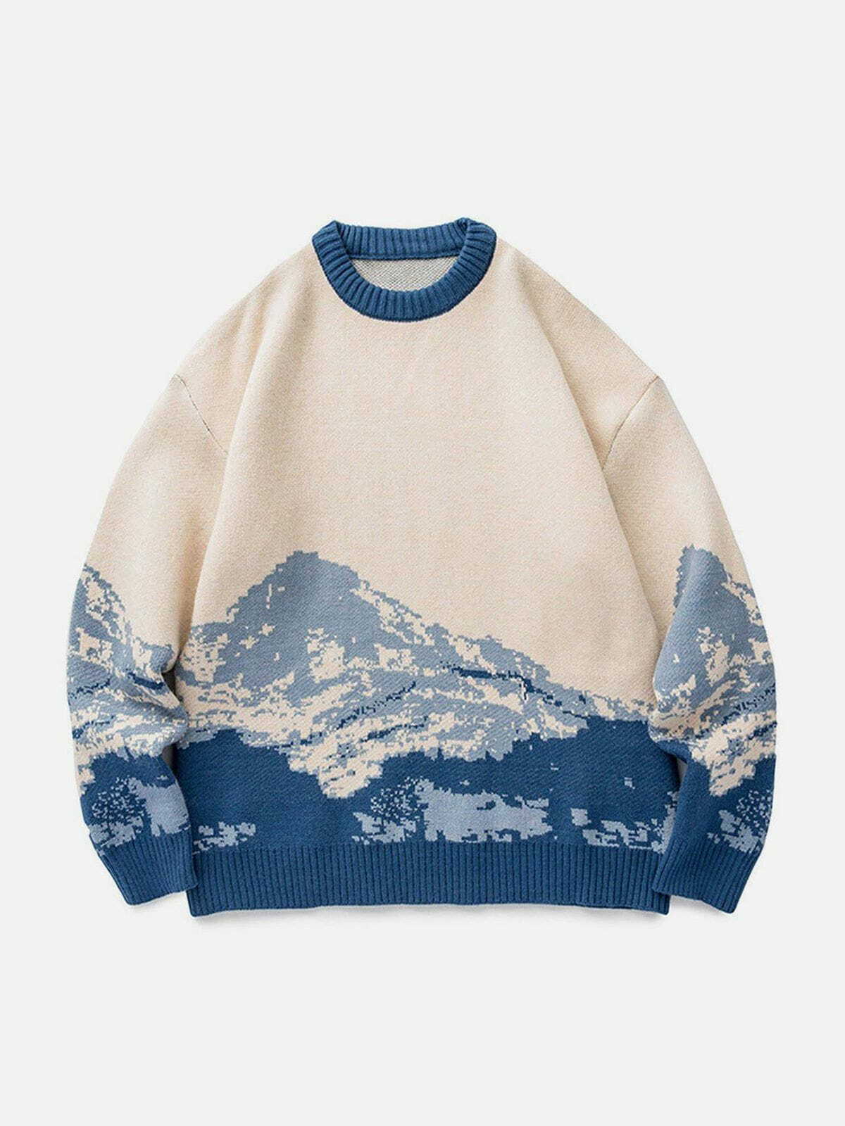 snow mountain gradient knit sweater edgy mountain fade style 7572
