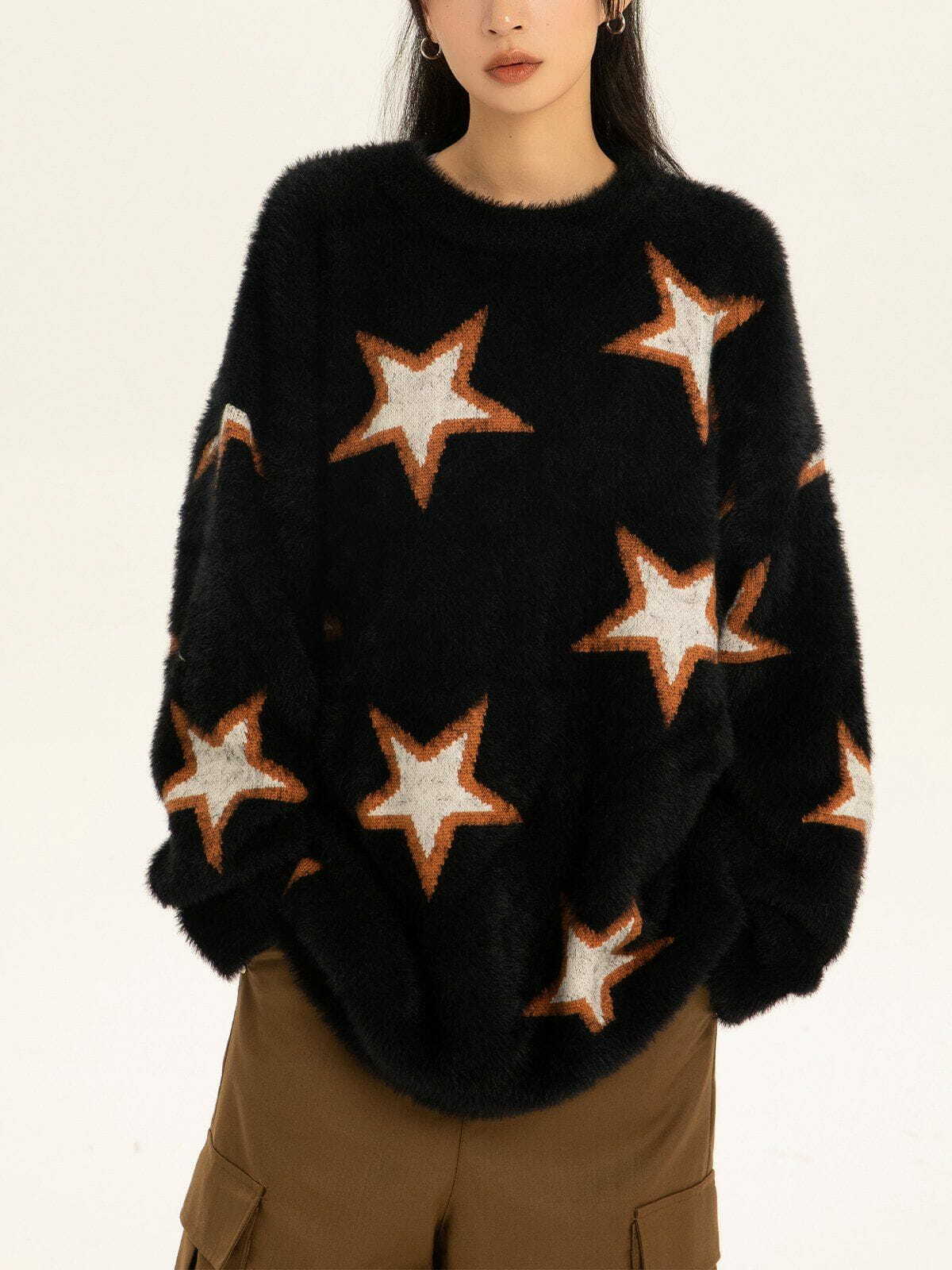 soft mohair jacquard sweater vintage elegance & streetwear chic 4812
