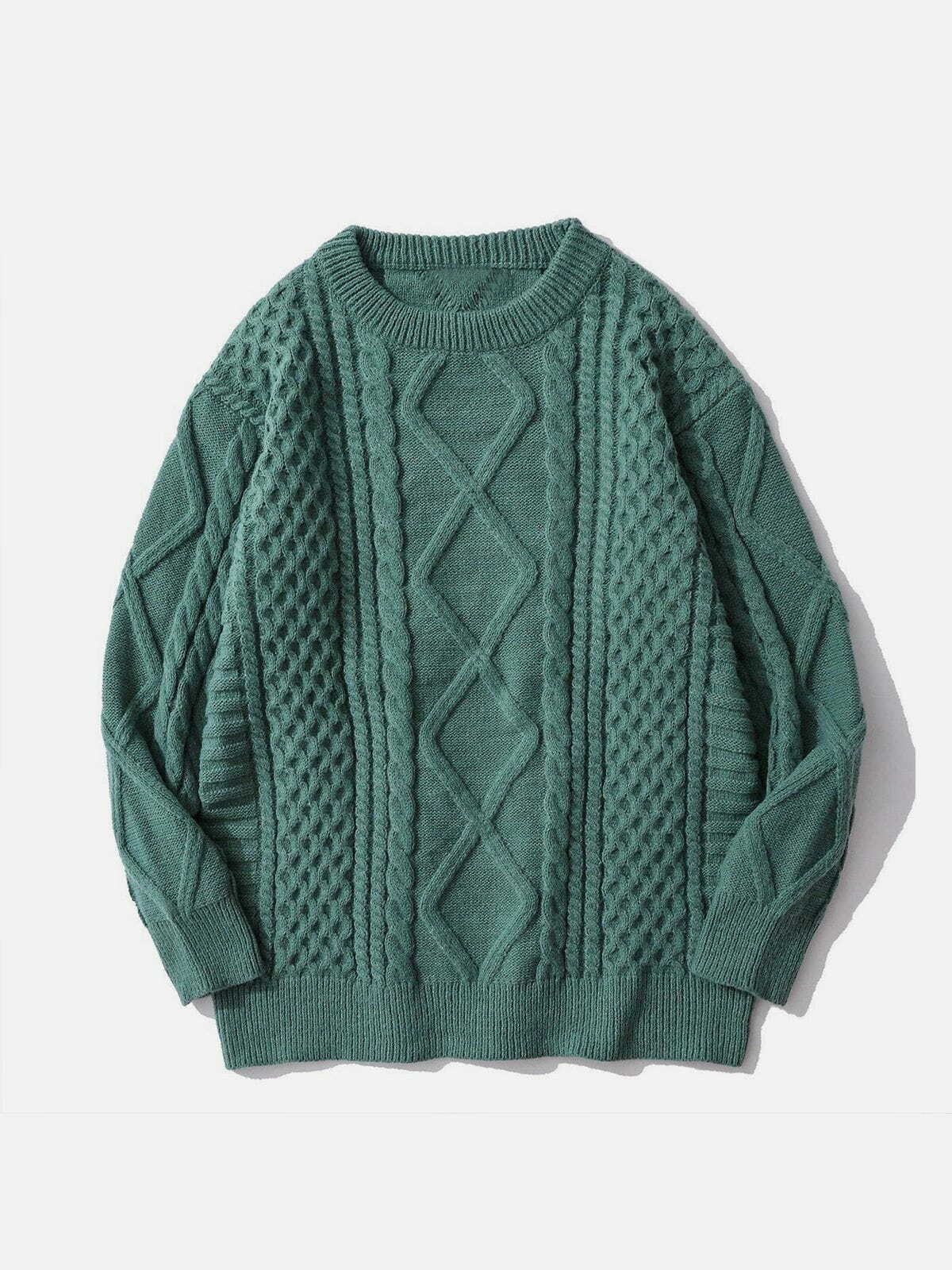 solid color woven pattern knit sweater chic & innovative y2k essential 1039
