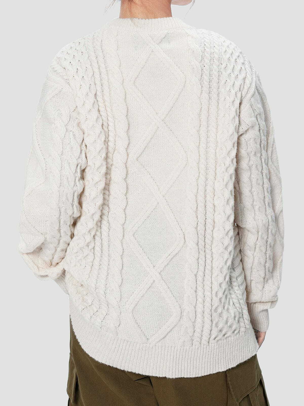 solid color woven pattern knit sweater chic & innovative y2k essential 1344
