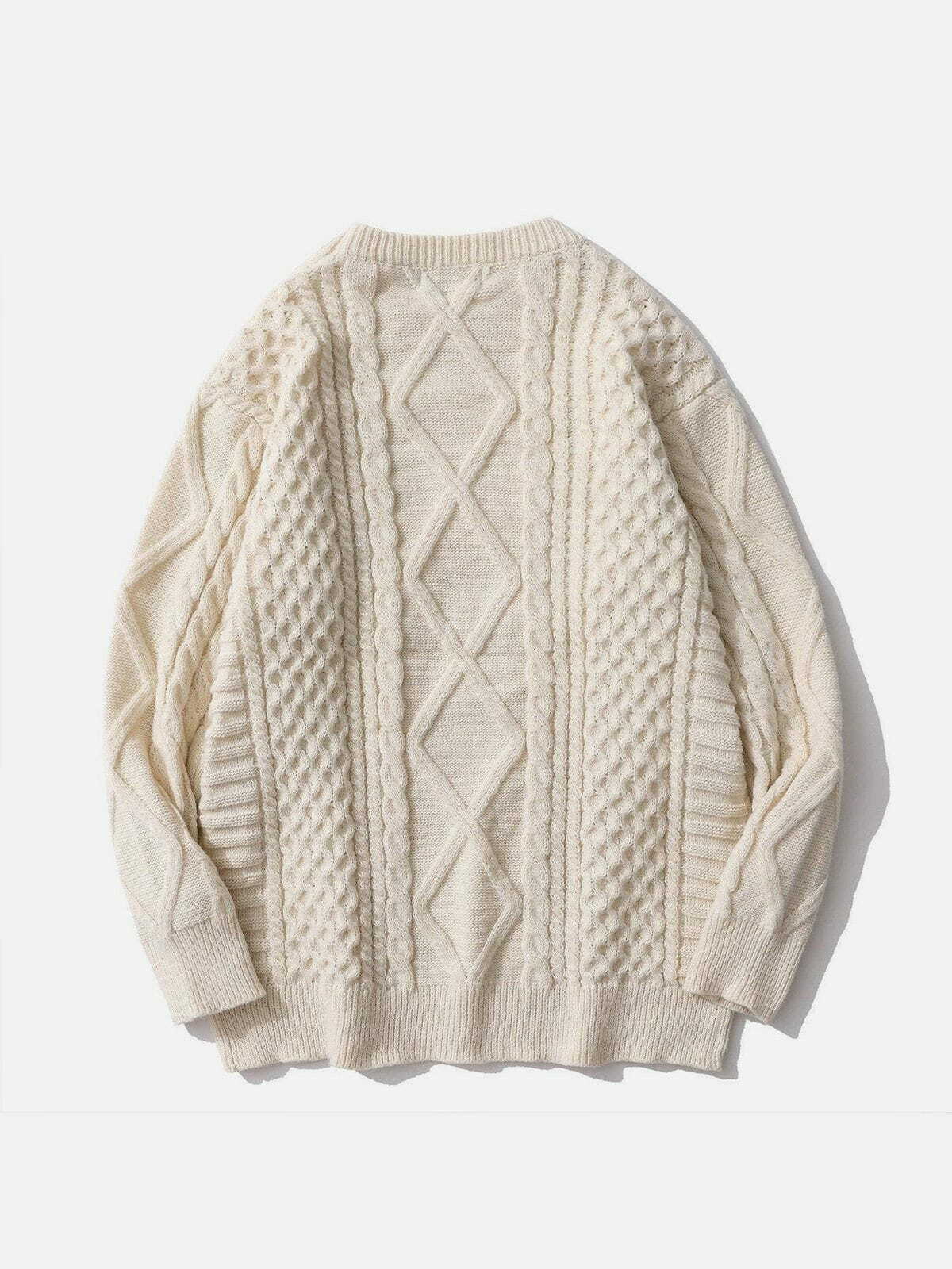 solid color woven pattern knit sweater chic & innovative y2k essential 7486