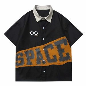 spaceinspired patchwork shirt edgy y2k fashion statement 1644