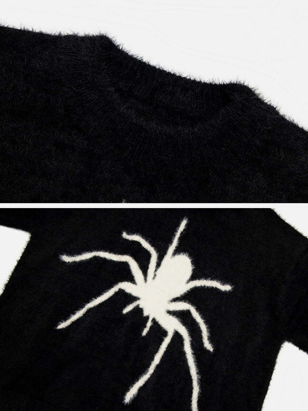 spider knit mohair sweater edgy & vibrant streetwear 8865