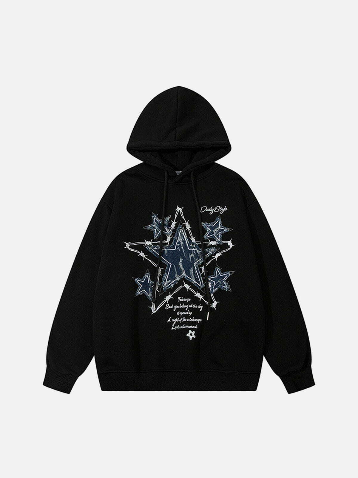 star applique embroidered hoodie edgy streetwear statement 7829