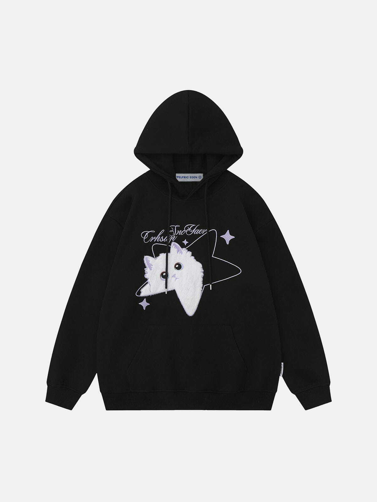 star embroidered cat hoodie edgy streetwear icon 1113