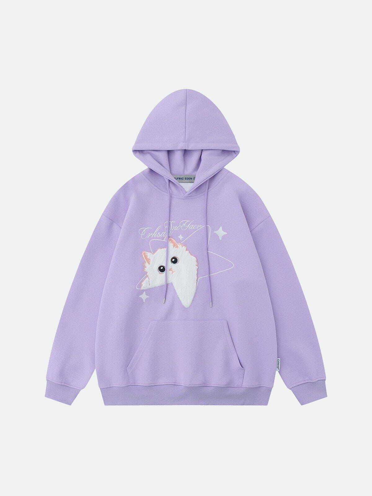 star embroidered cat hoodie edgy streetwear icon 5006