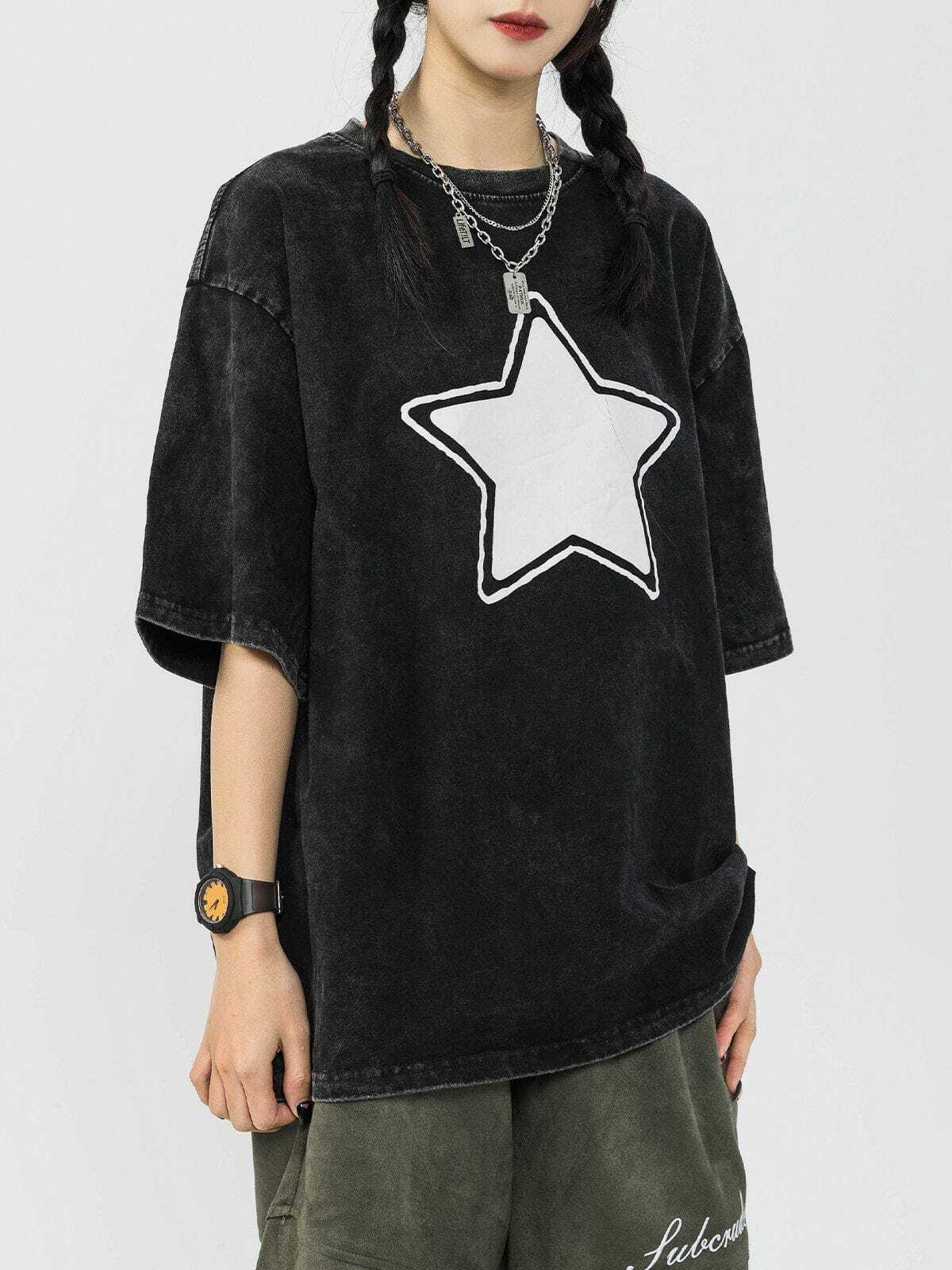 star print washed tee quirky cosmic streetwear 1799