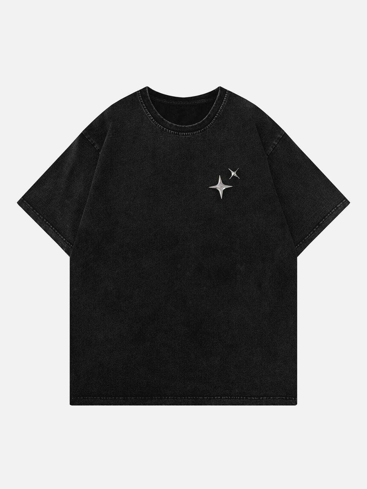 star print washed tee quirky cosmic streetwear 6518