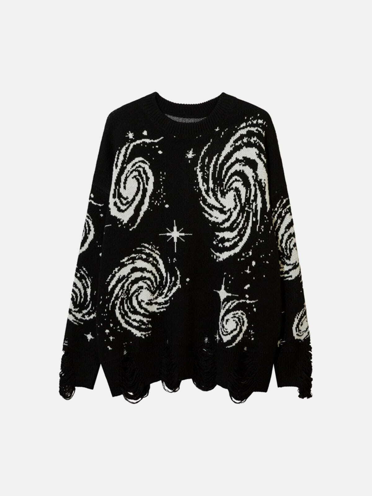 starry night jacquard knit sweater edgy urban streetwear chic 3473