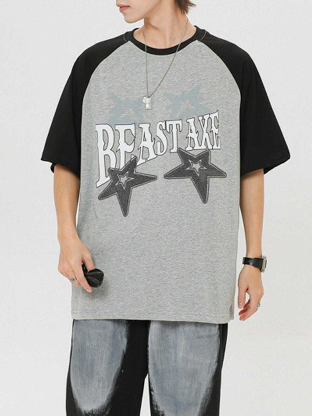 starry print colour blocked tee edgy streetwear statement 6836