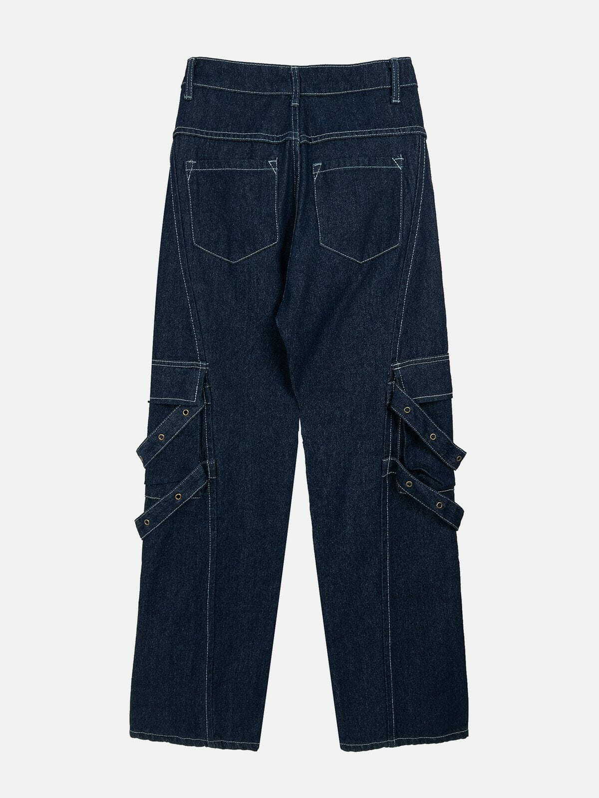 strap detail spliced jeans edgy streetwear essential 5521