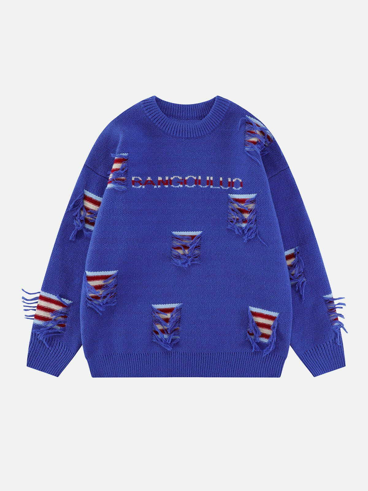 stripe knit sweater edgy urban essential 3129