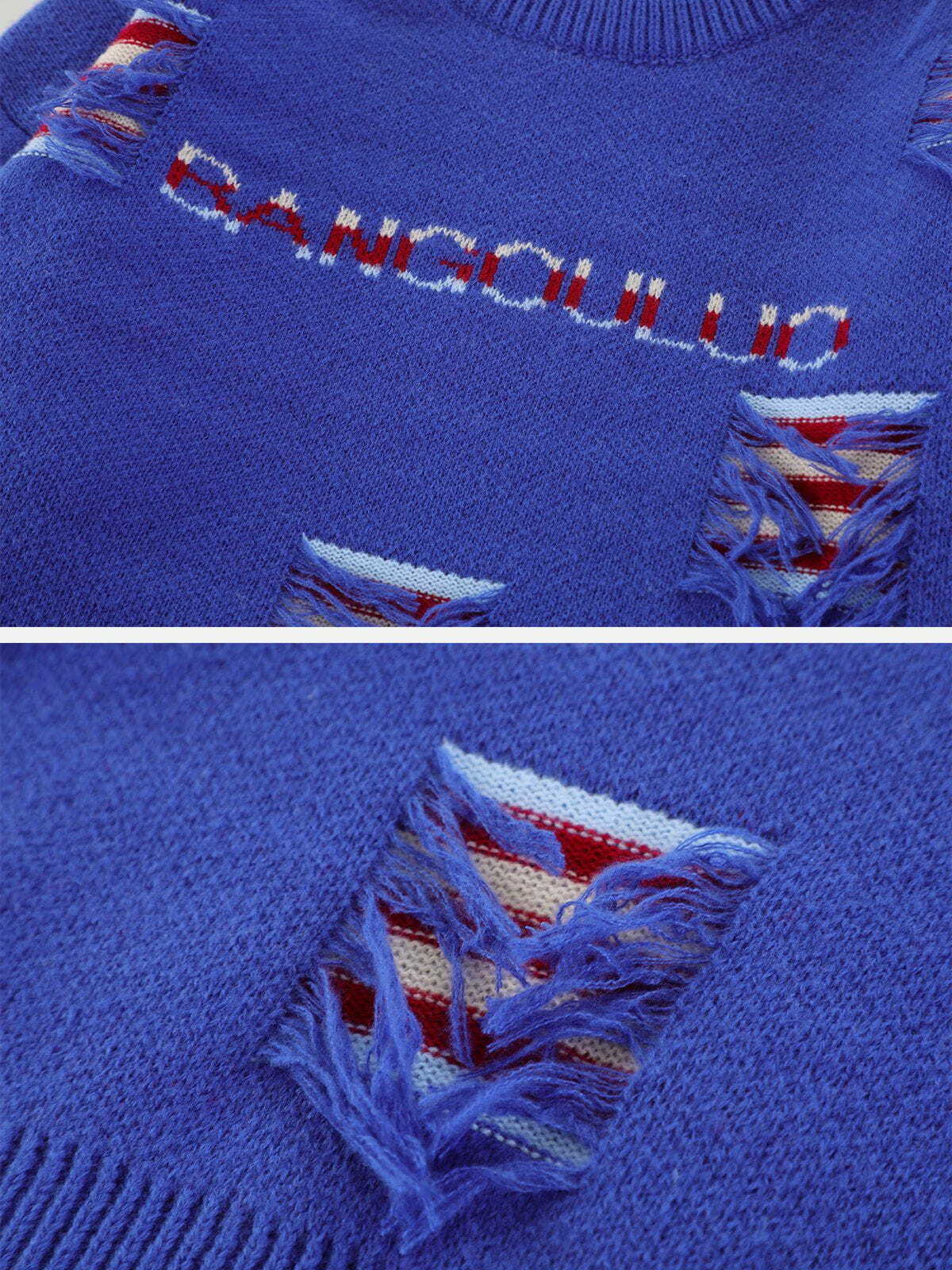 stripe knit sweater edgy urban essential 5619