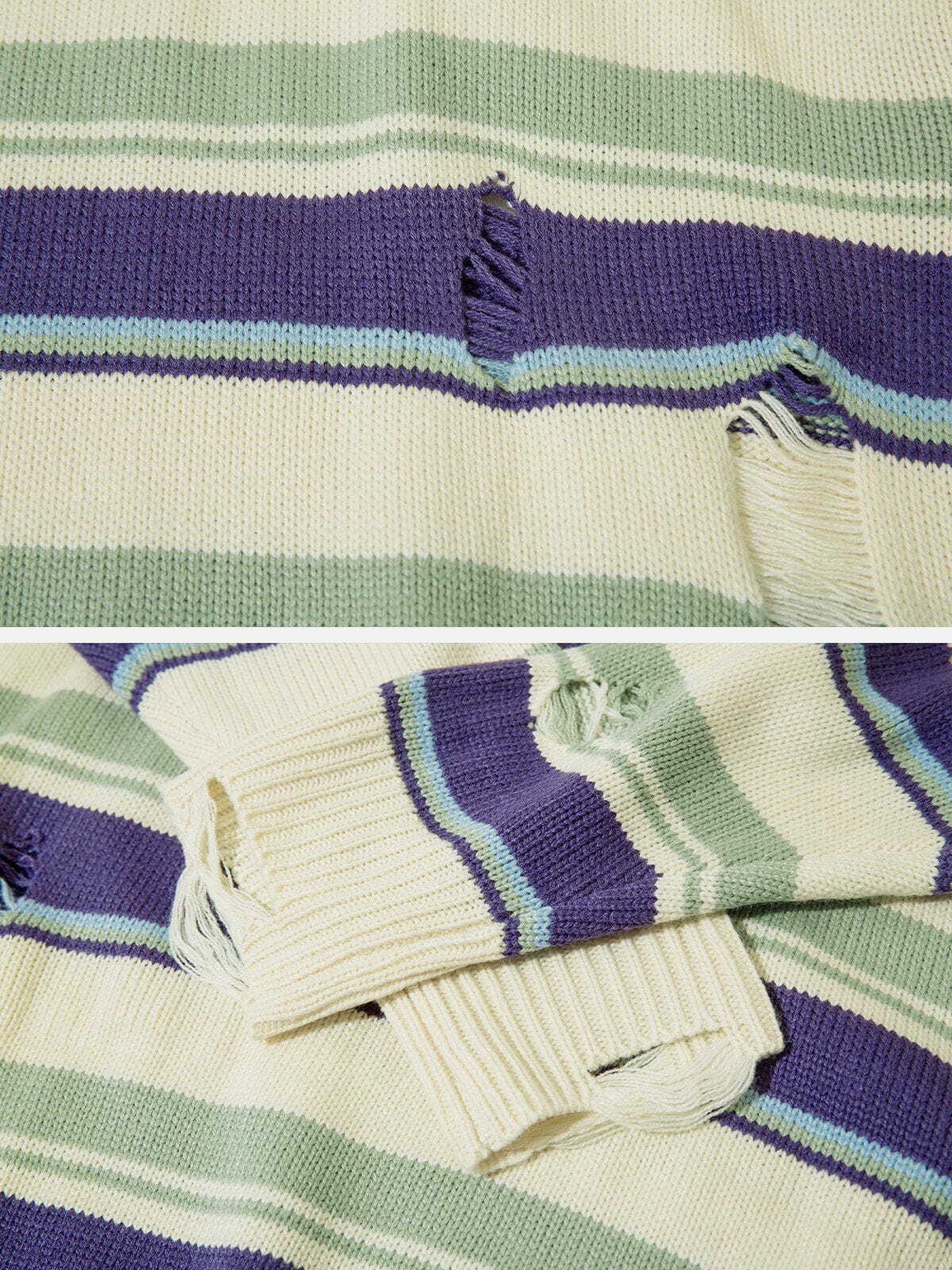 stripe knit sweater edgy urban essential 6143