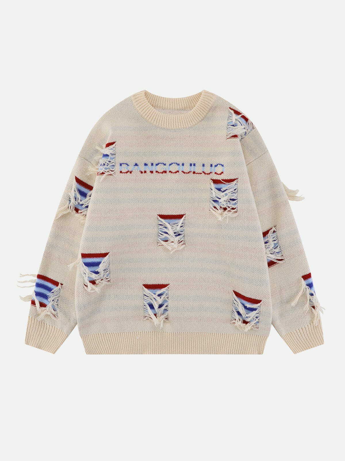 stripe knit sweater edgy urban essential 8485
