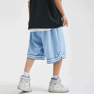 striped embroidered drawstring shorts youthful & trendy 6270
