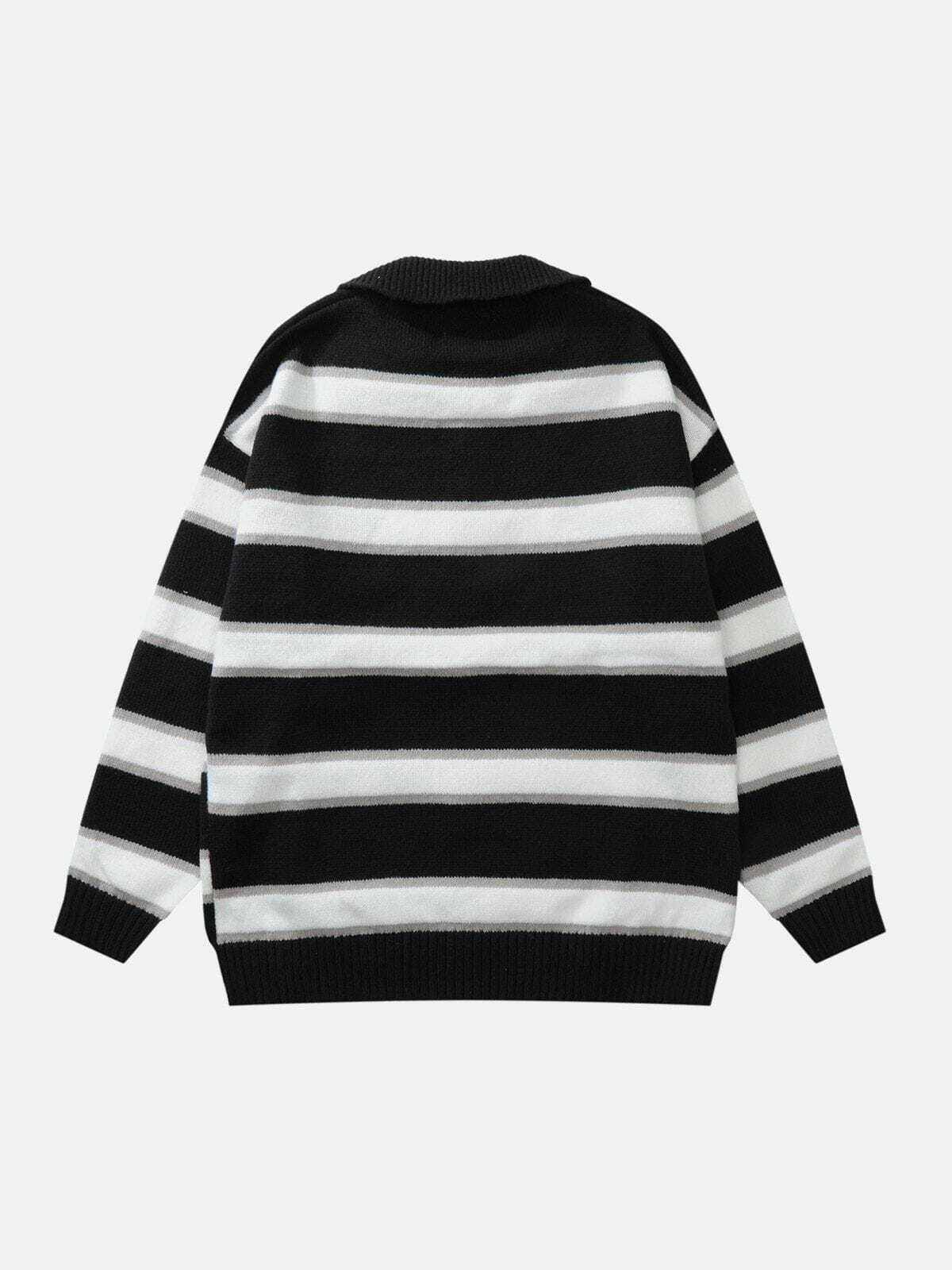 striped polo sweater edgy & retro streetwear 4842