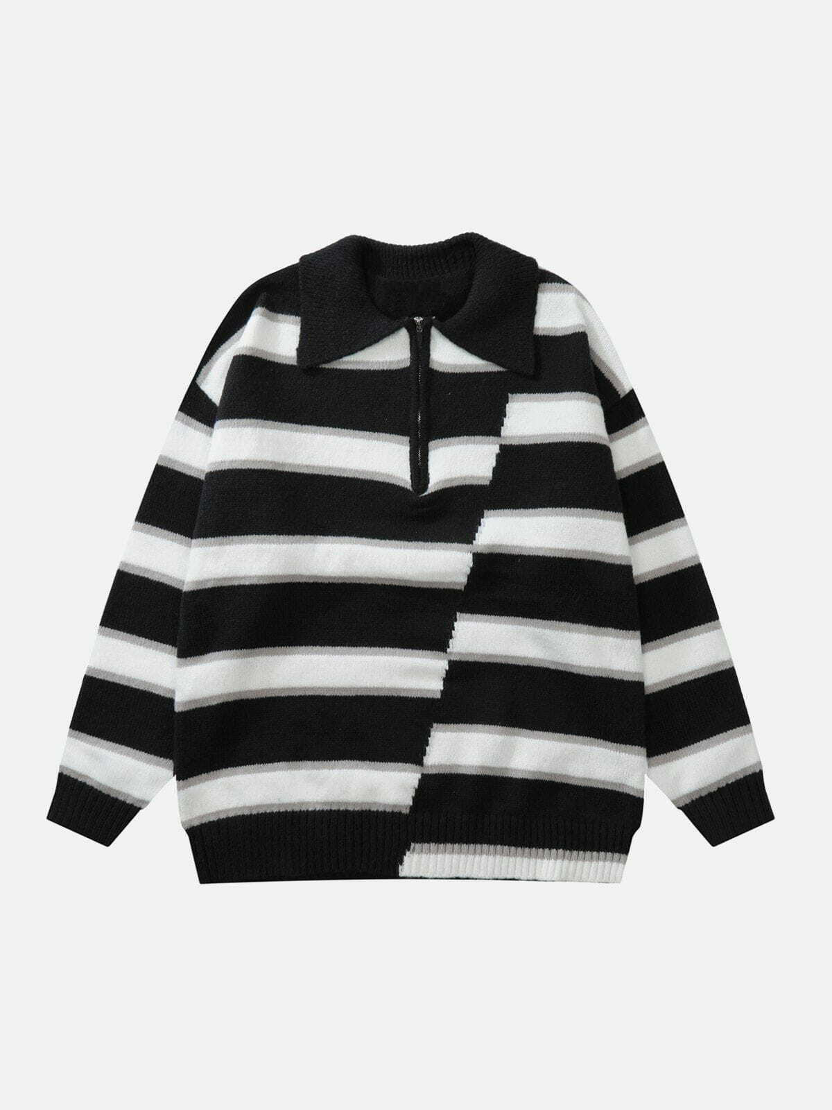 striped polo sweater edgy & retro streetwear 8296