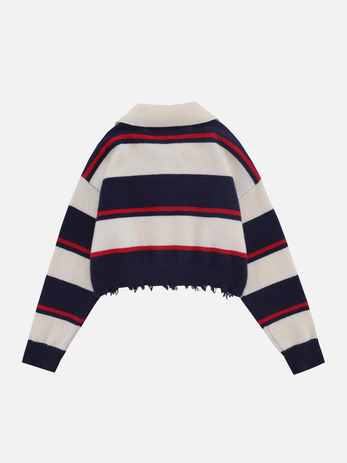 striped polo sweater retro chic & youthful 4945