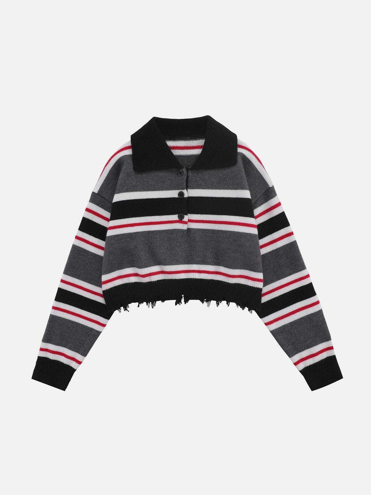 striped polo sweater retro chic & youthful 6350