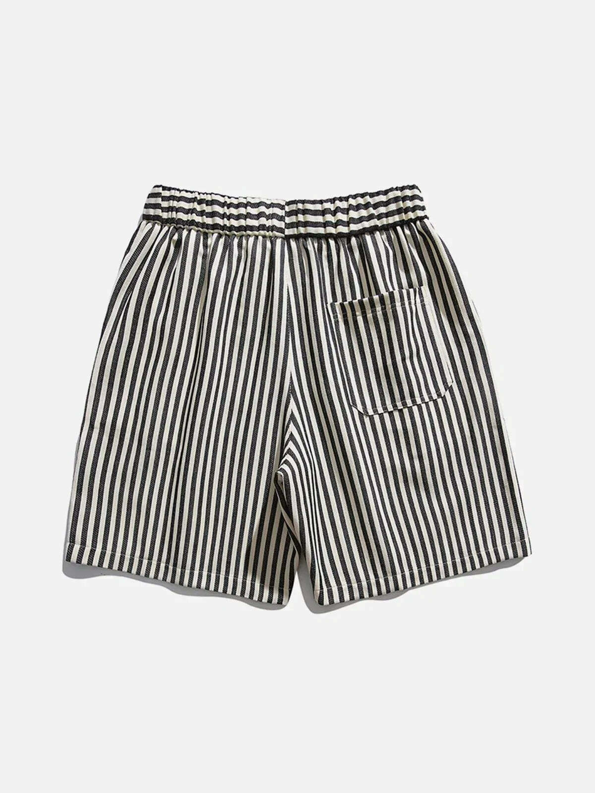 striped print drawstring shorts retro chic streetwear 1662
