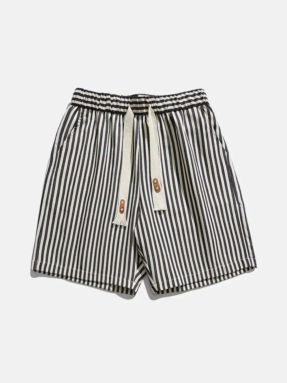 striped print drawstring shorts retro chic streetwear 4937