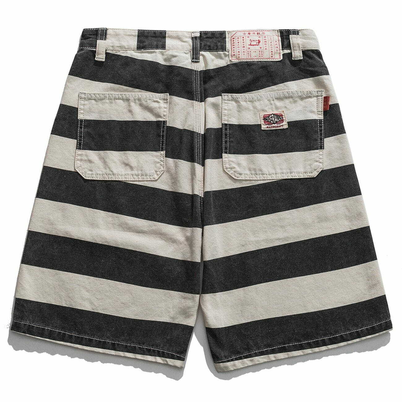 striped retro workwear shorts urban chic style 1604