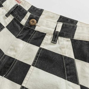 striped retro workwear shorts urban chic style 3914