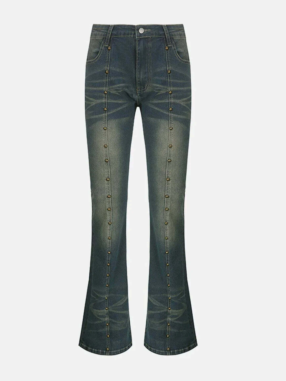 studded vintage wash jeans edgy streetwear essential 5688