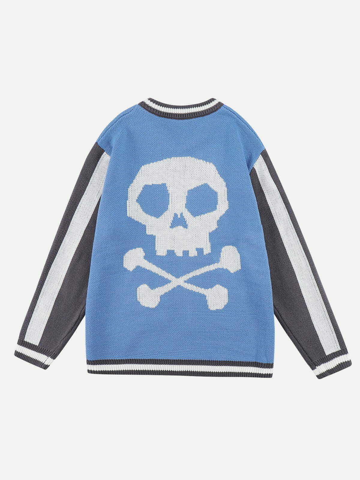 stylish skeleton stitching sweater edgy y2k fashion essential 2372