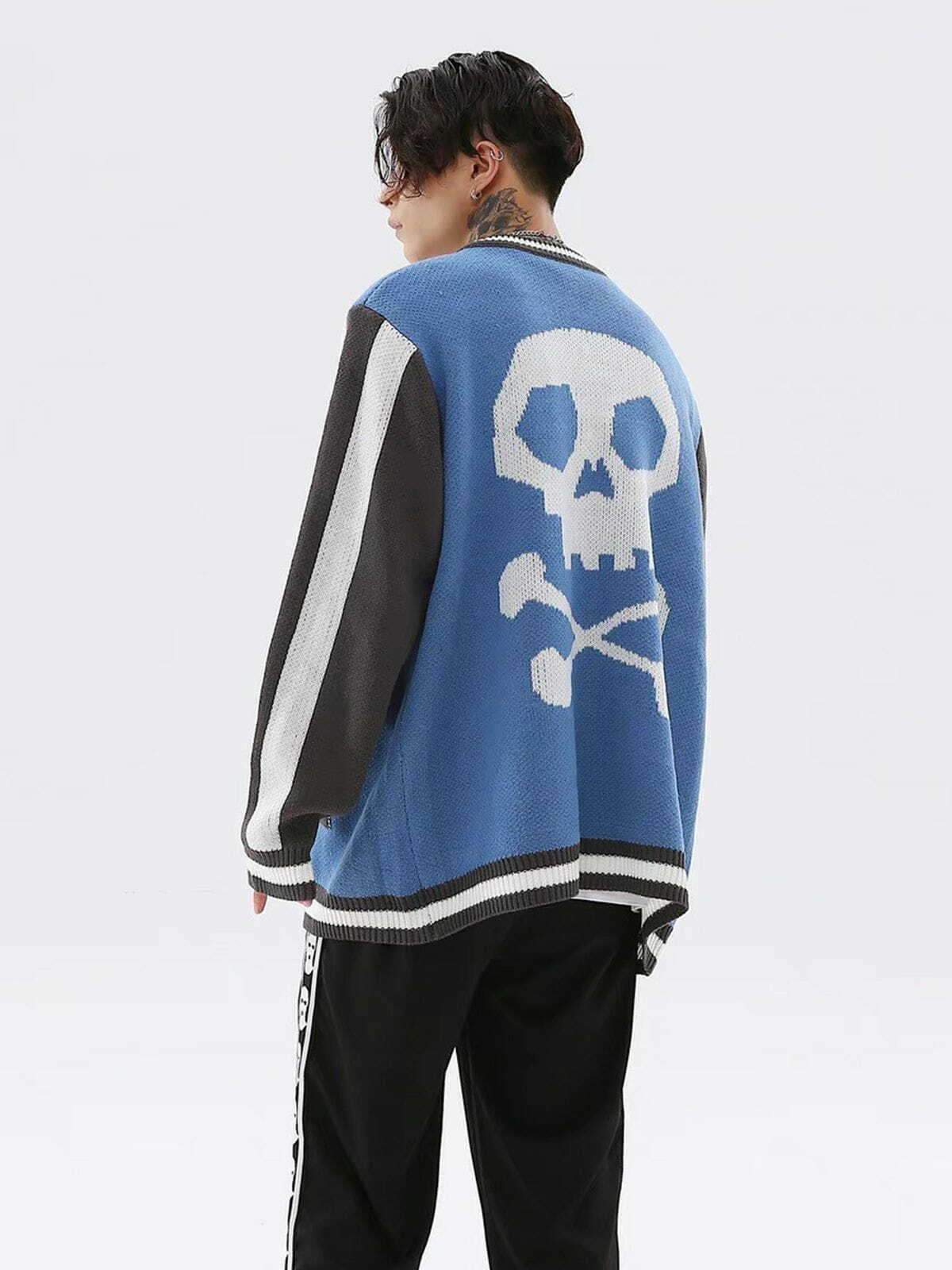 stylish skeleton stitching sweater edgy y2k fashion essential 4648