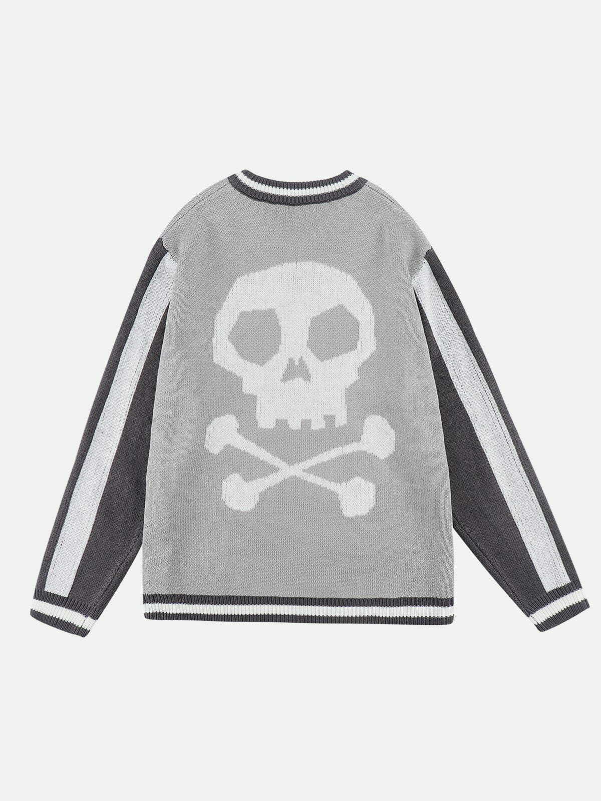 stylish skeleton stitching sweater edgy y2k fashion essential 8910