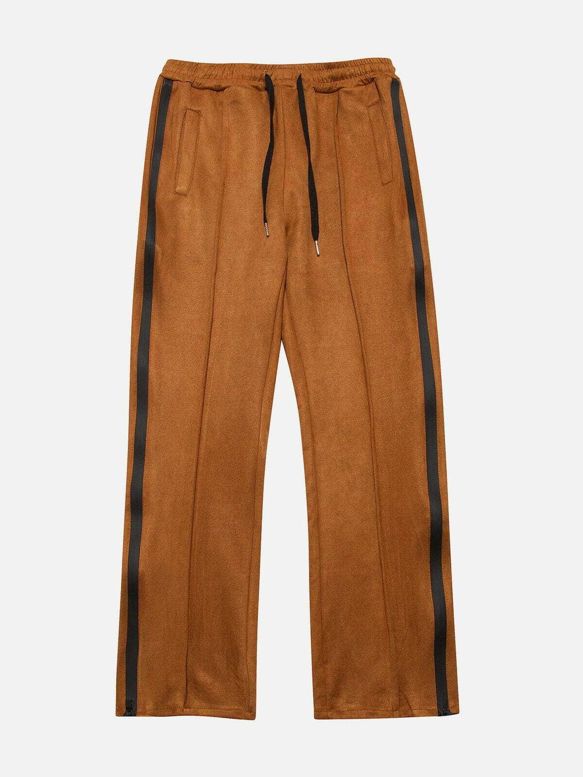 suede side zip sweatpants edgy & stylish streetwear 7324