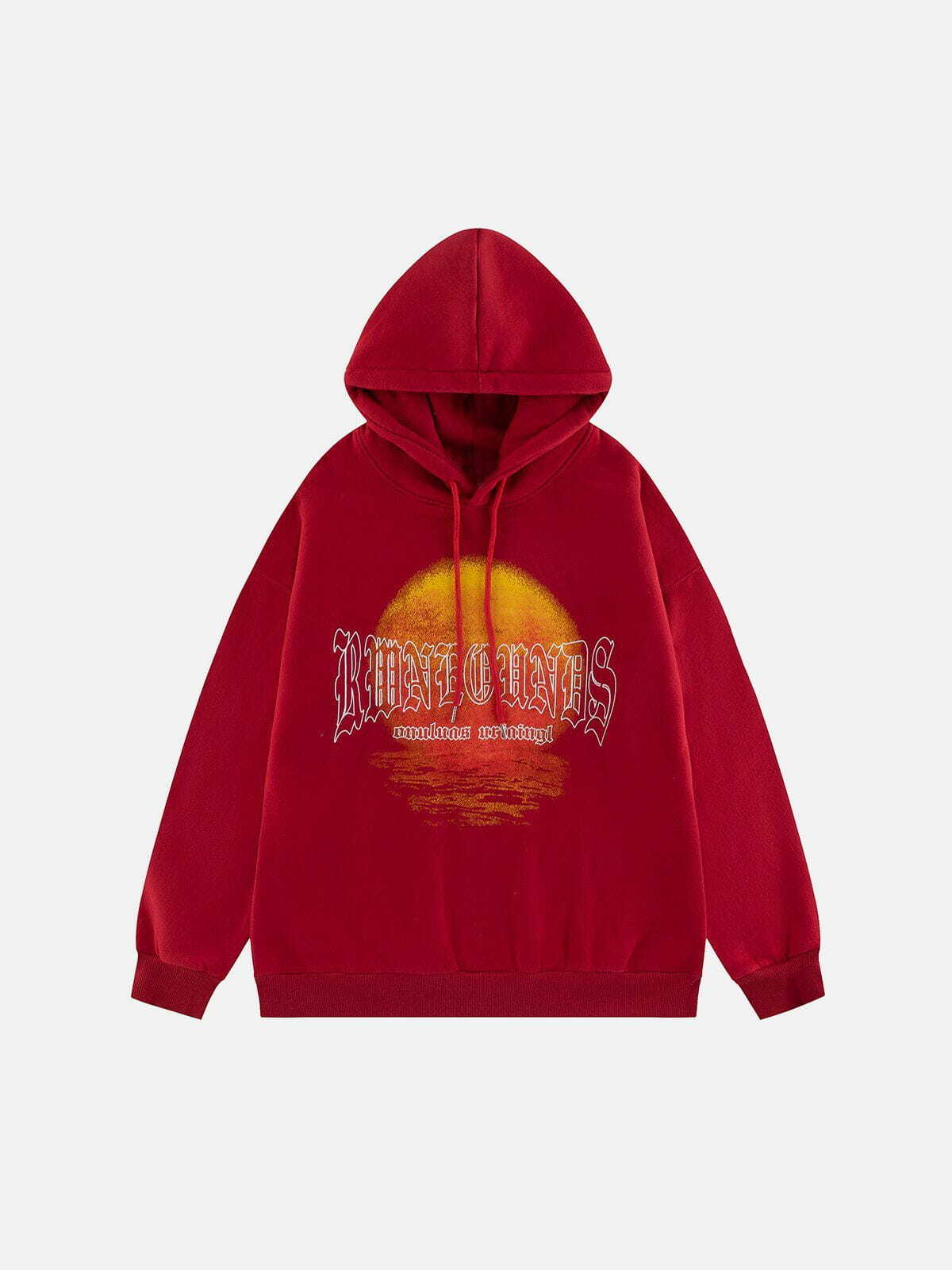sunset alphabet print hoodie vintage retro streetwear essential 8661