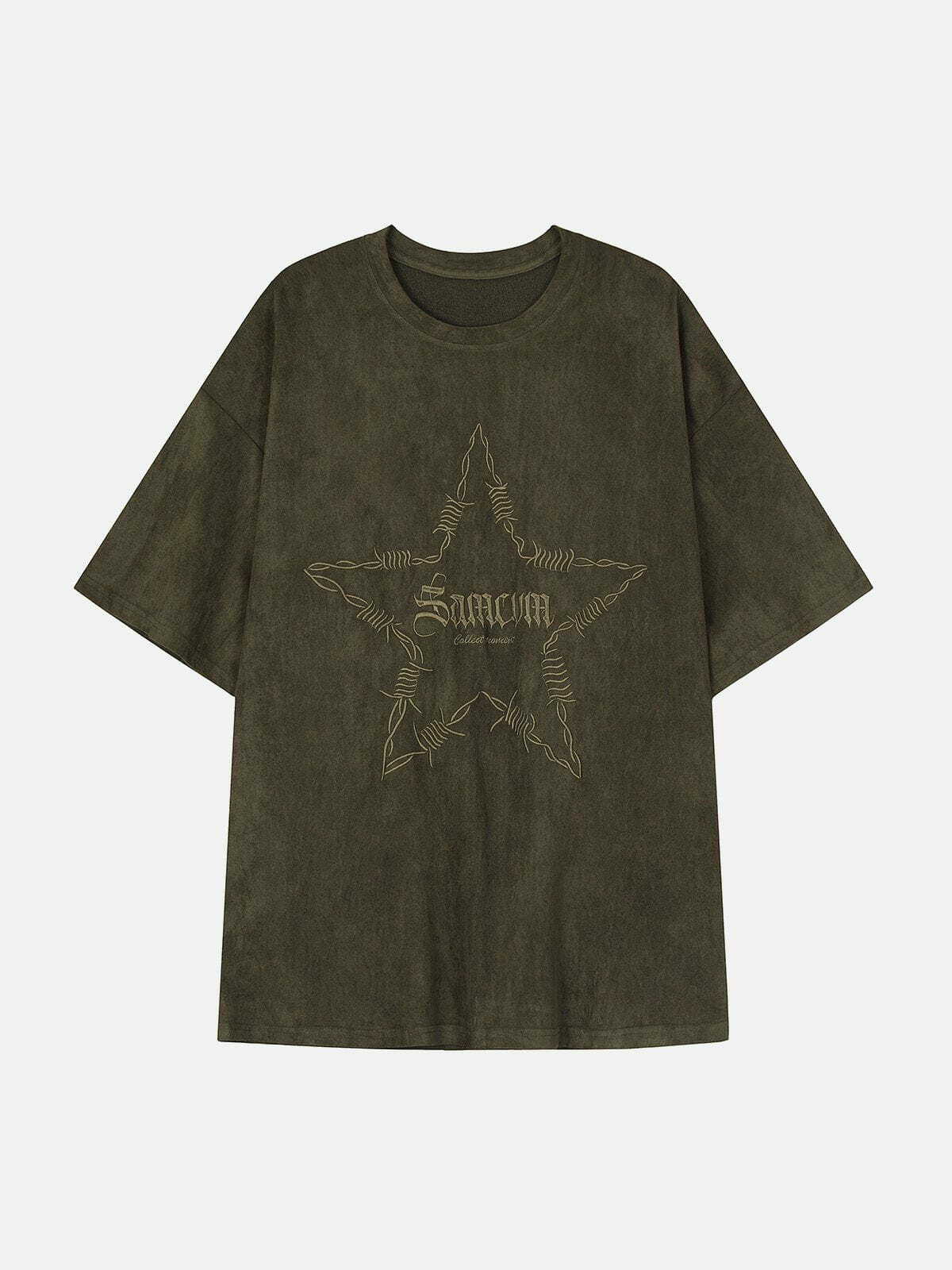 thorns and stars print tee edgy streetwear statement 2825