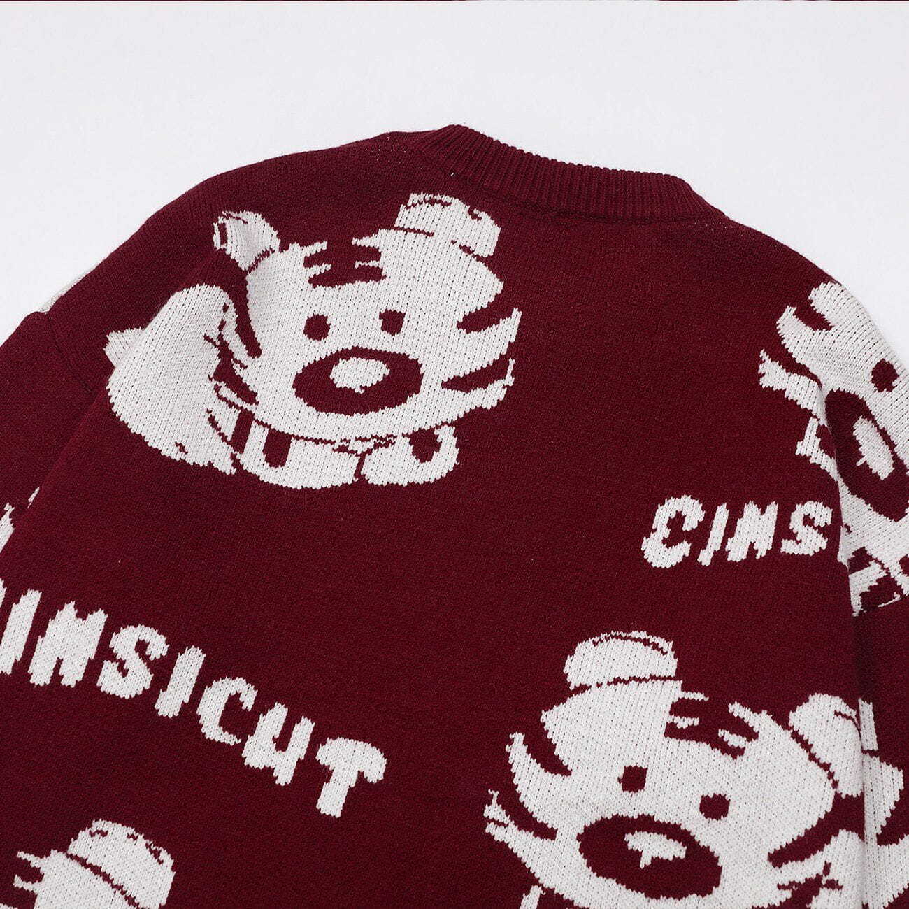 tiger print knit sweater cute & youthful streetwear 4137