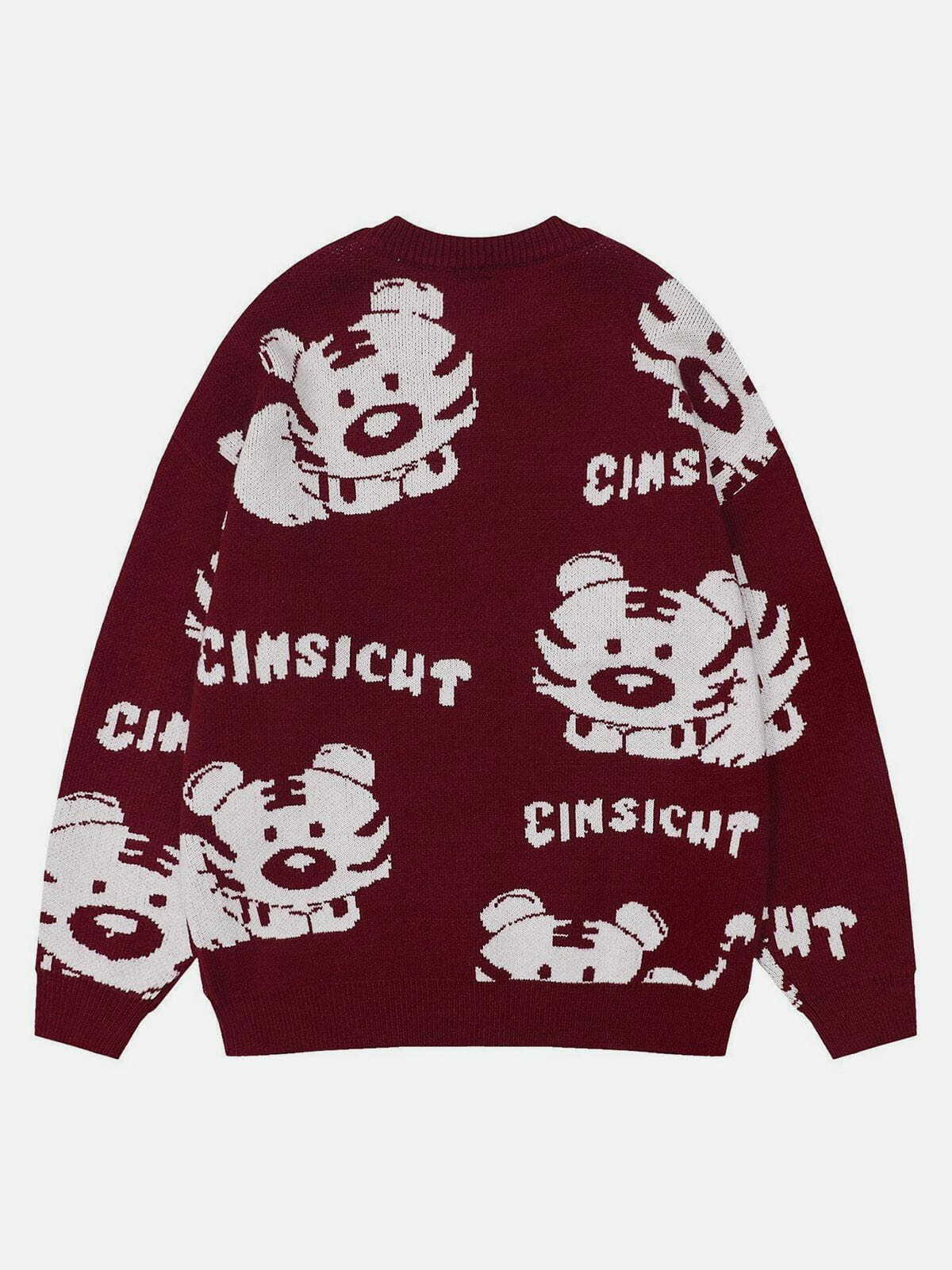 tiger print knit sweater cute & youthful streetwear 7700