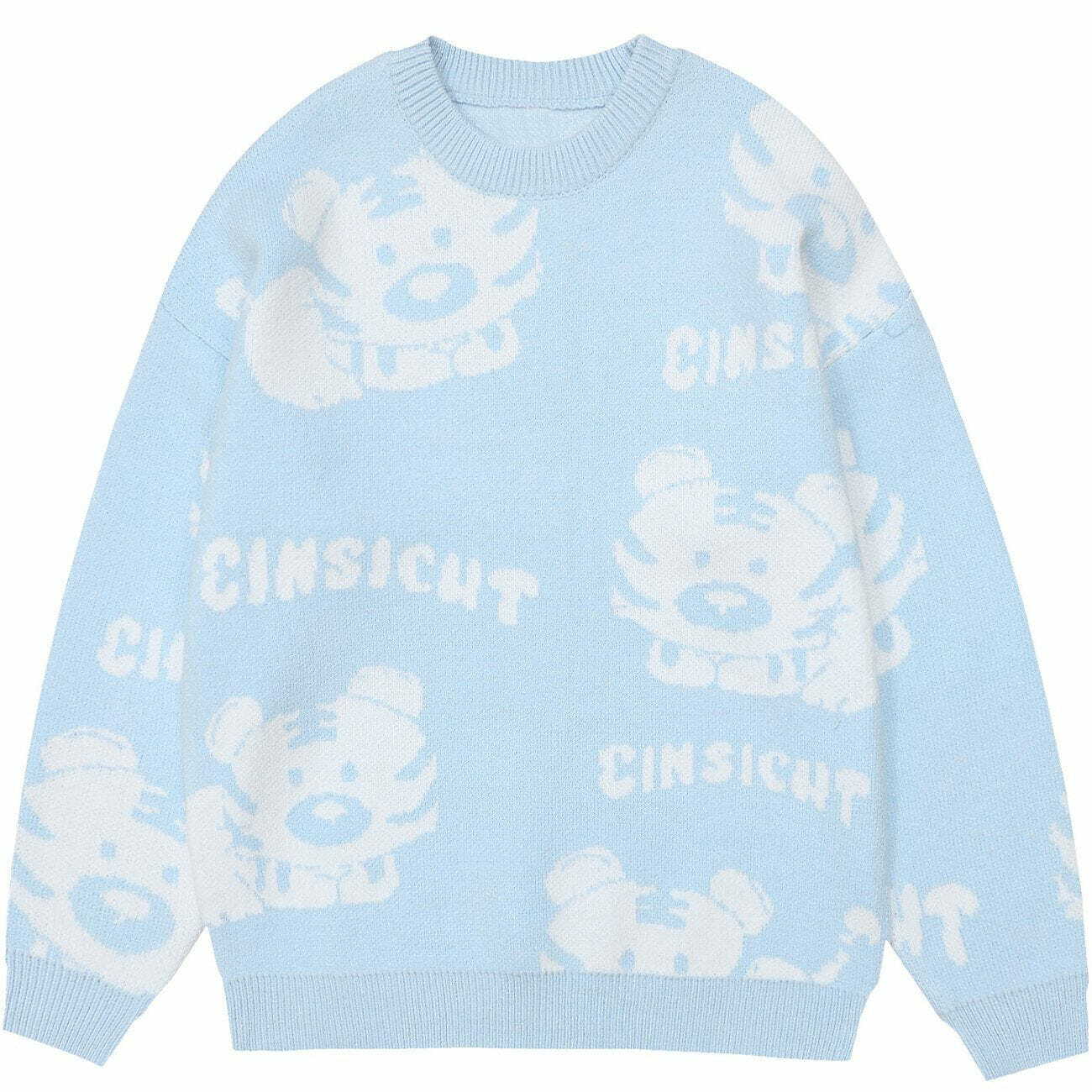 tiger print knit sweater cute & youthful streetwear 8063