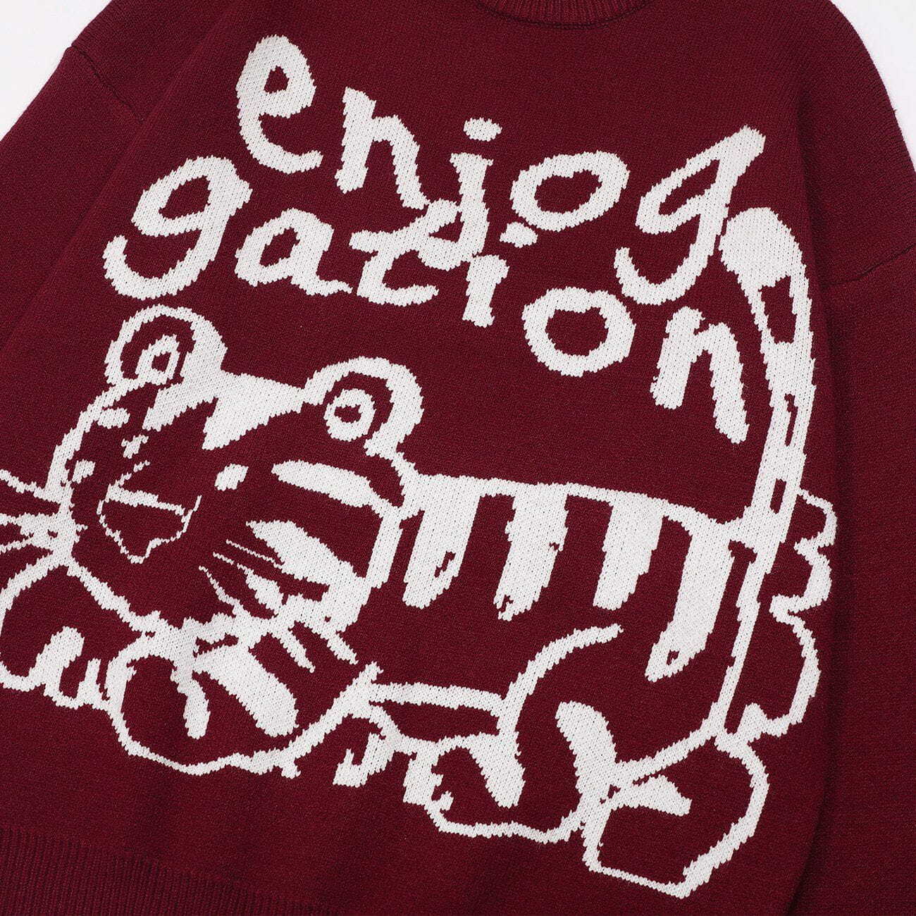 tiger print knit sweater edgy & vibrant streetwear 4028