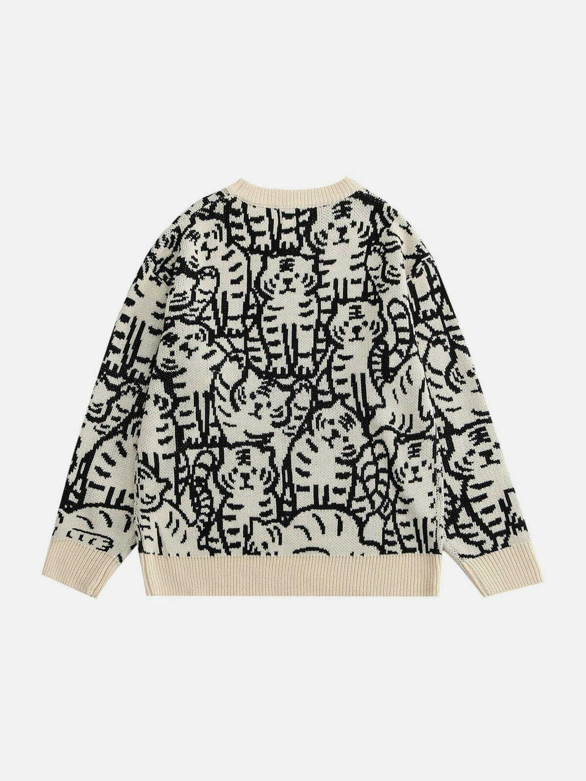 tiger print knit sweater edgy y2k fashion icon 1420