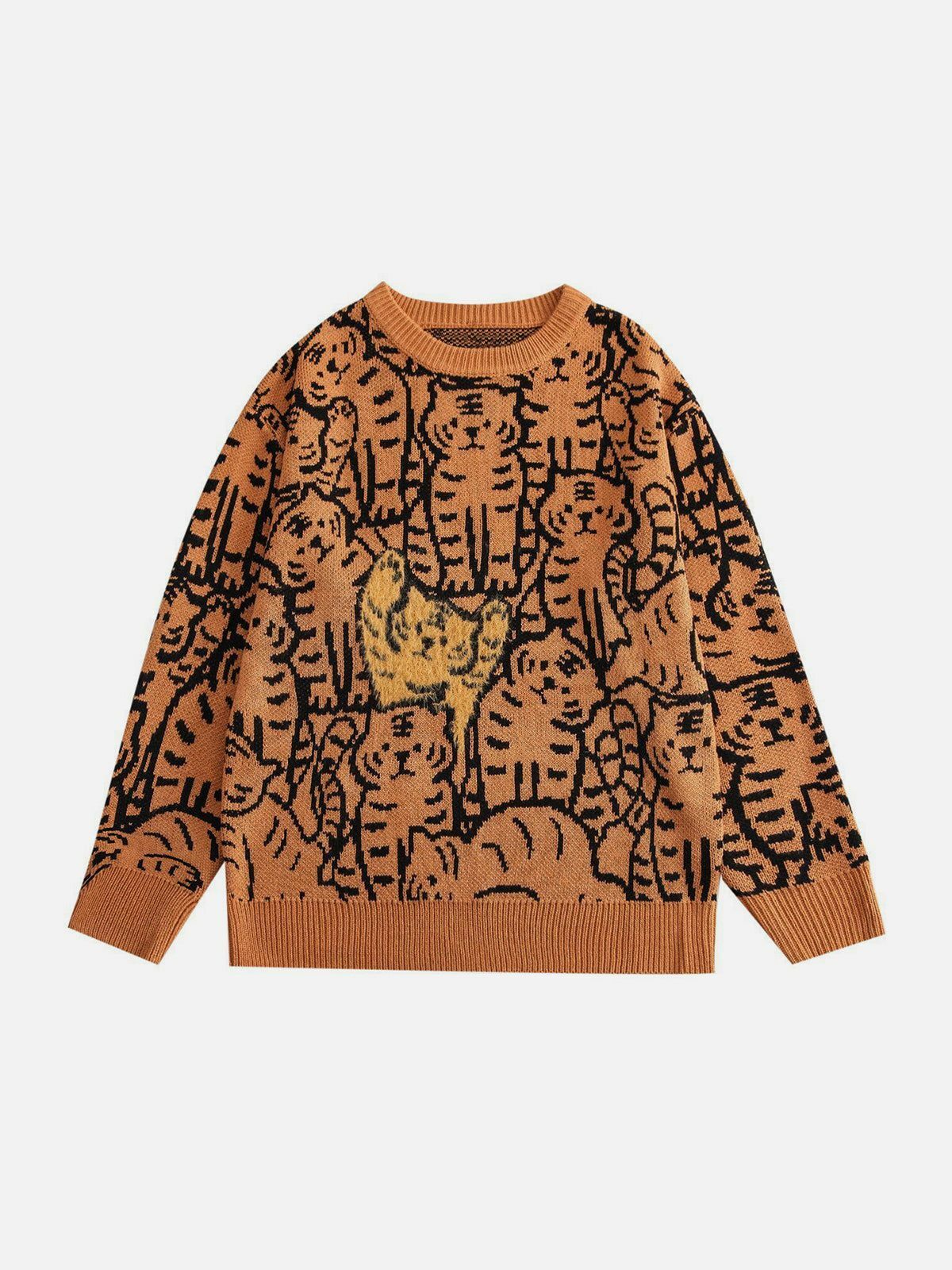 tiger print knit sweater edgy y2k fashion icon 3941