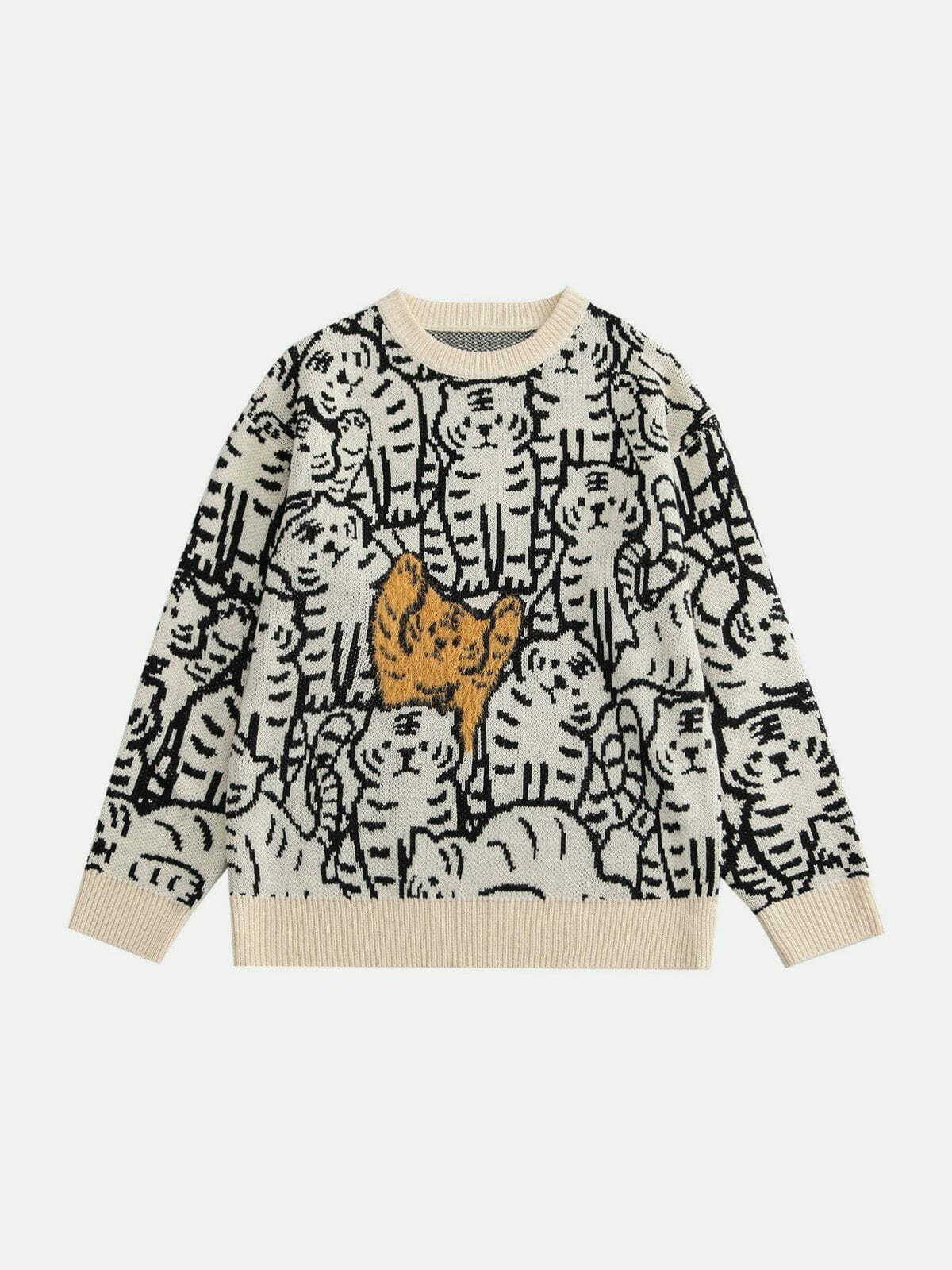 tiger print knit sweater edgy y2k fashion icon 4461