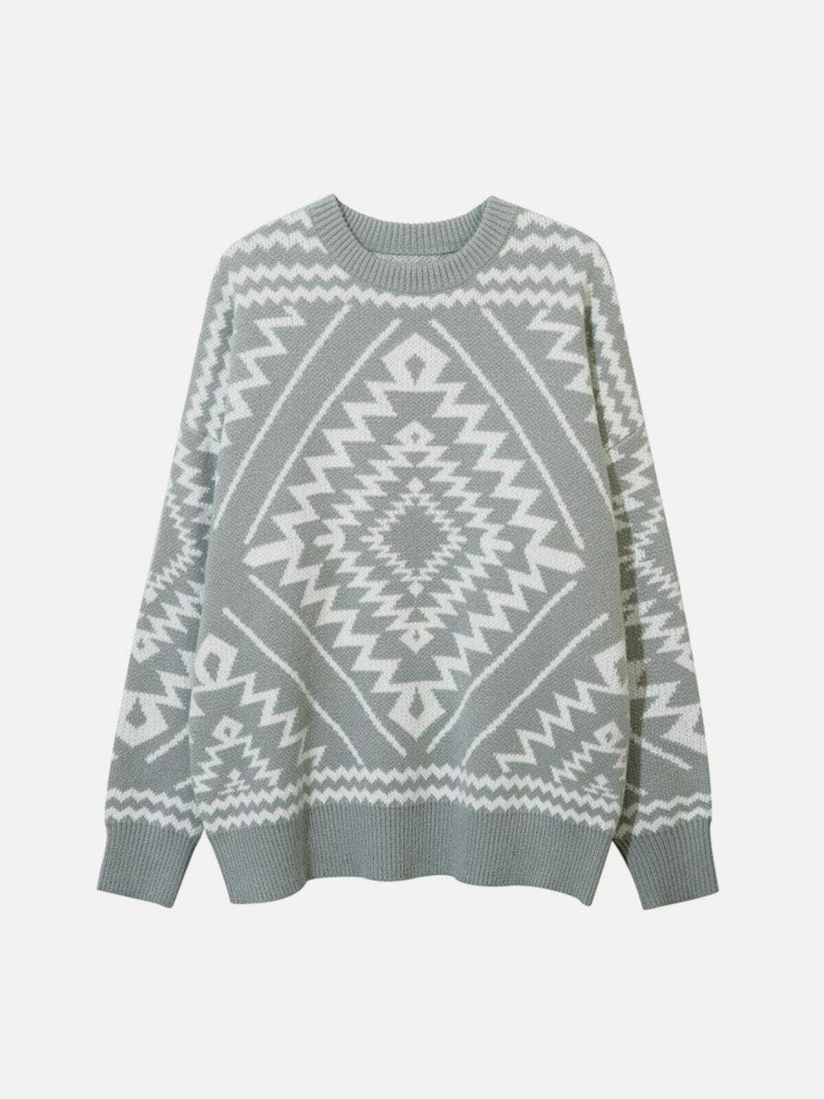 totem print graphic sweater edgy y2k streetwear 3057