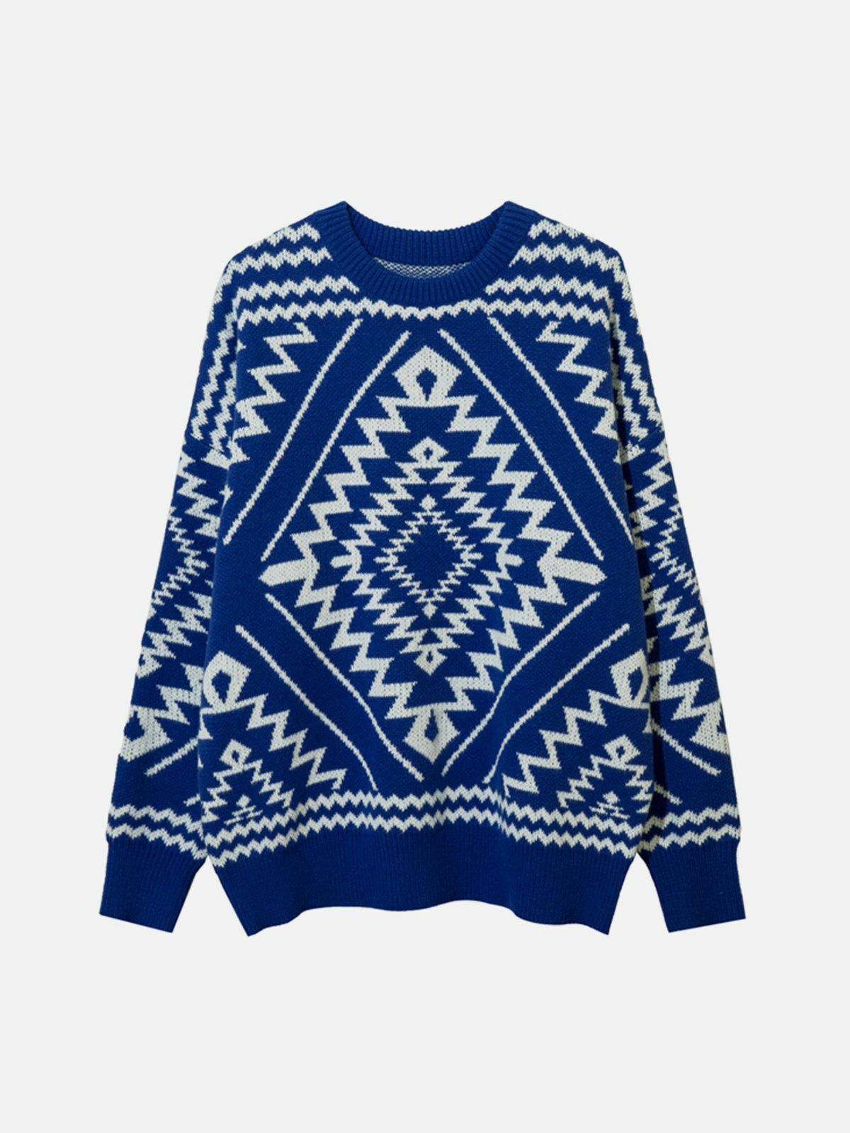 totem print graphic sweater edgy y2k streetwear 7742