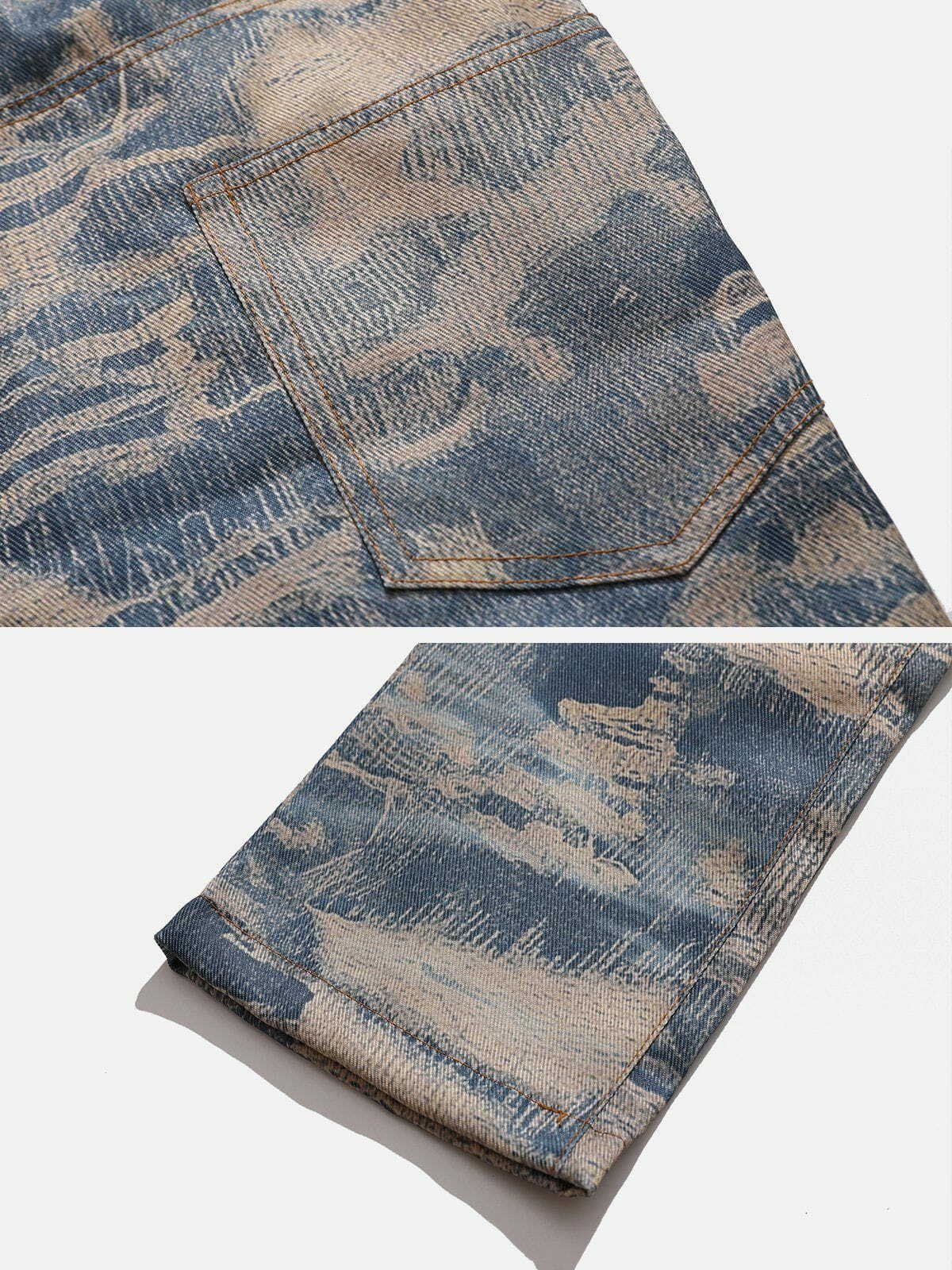 trendy camouflage tie dye jeans edgy & vibrant streetwear 2064