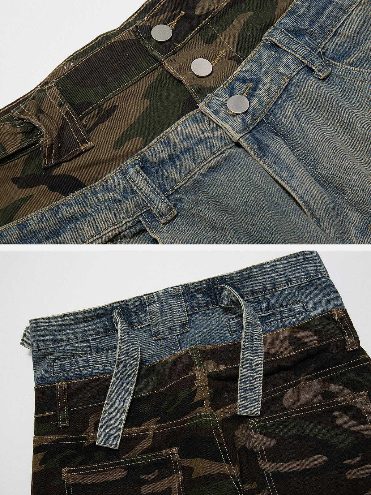 trendy camouflage two jeans y2k streetwear essential 7084